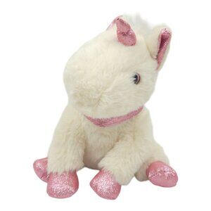 Unicorn Plush Sparkle Shimmer Pink Collar Horn Feet 10.5" Stuffed Animal Toy